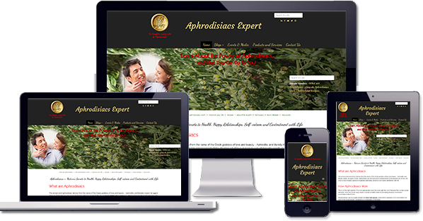 Customised responsive WordPress website created for Aphrodisiacs Expert